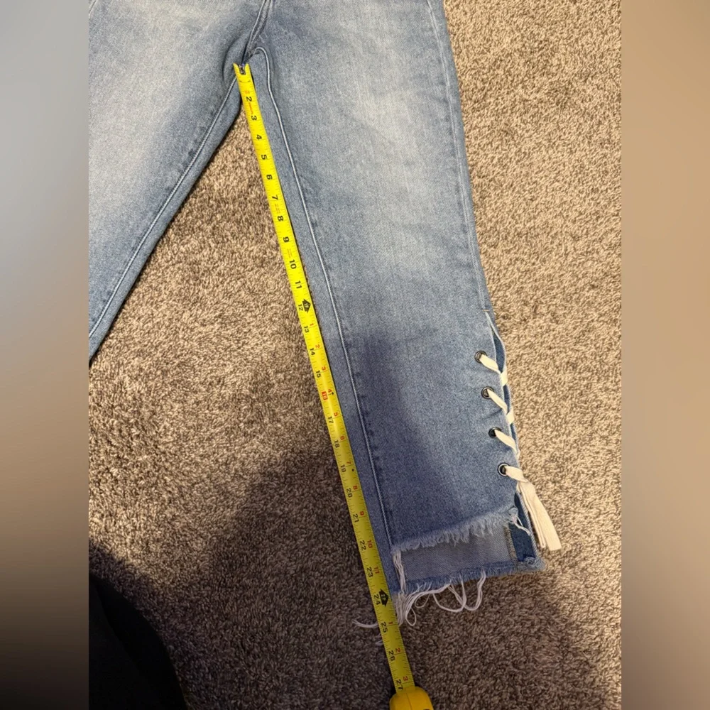Hidden Lace Up Denim Straight Leg Jeans Size 26 - Picture 11 of 16